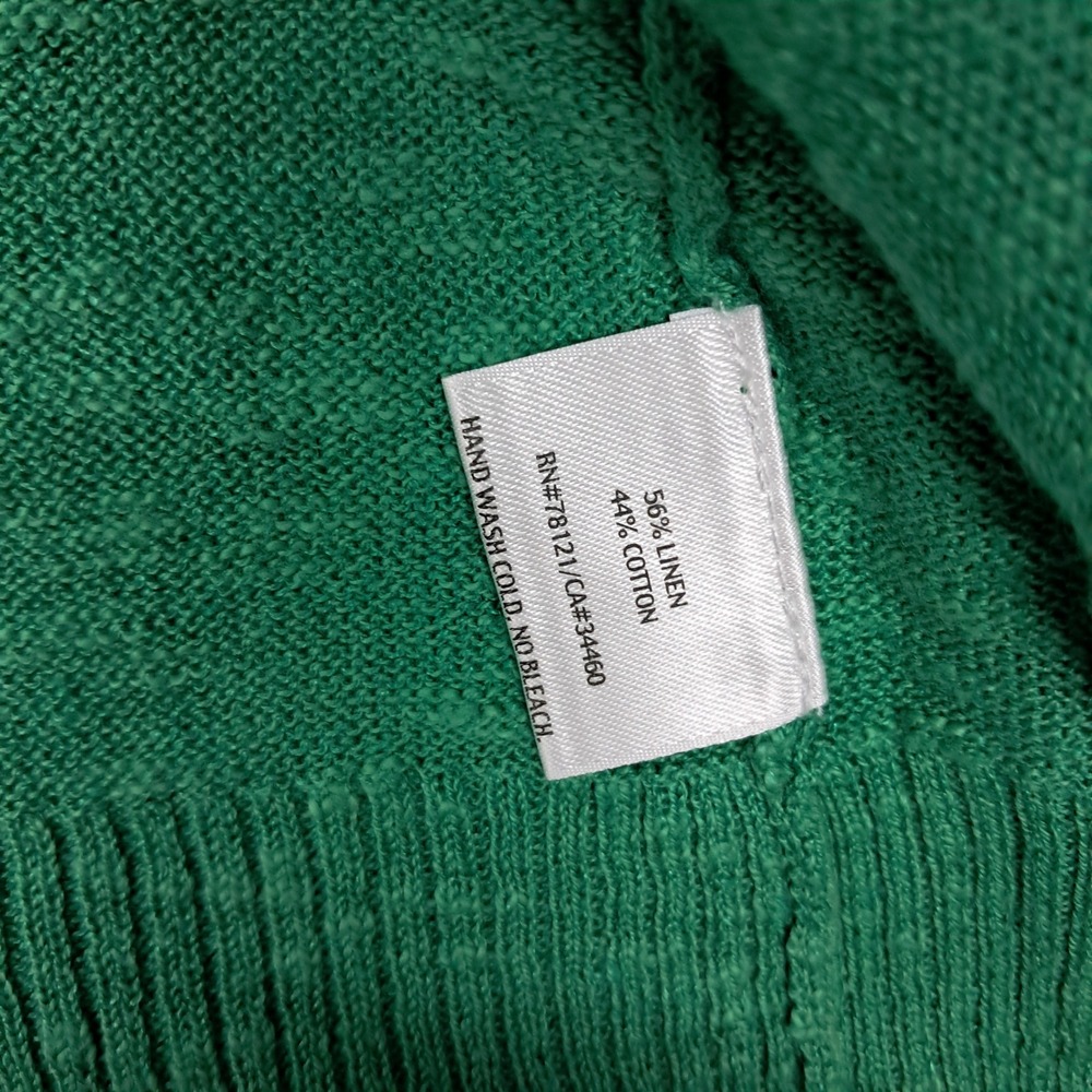 Eileen Fisher Cardigan Womens XS Green Open Front Cotton Linen Pockets Casual - Picture 5 of 9